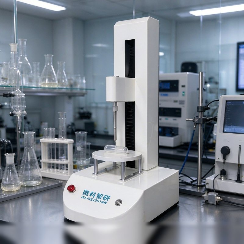 微科智研质构仪在合肥工业大学实验室完成安装调试,胶囊凝胶样品测试现场