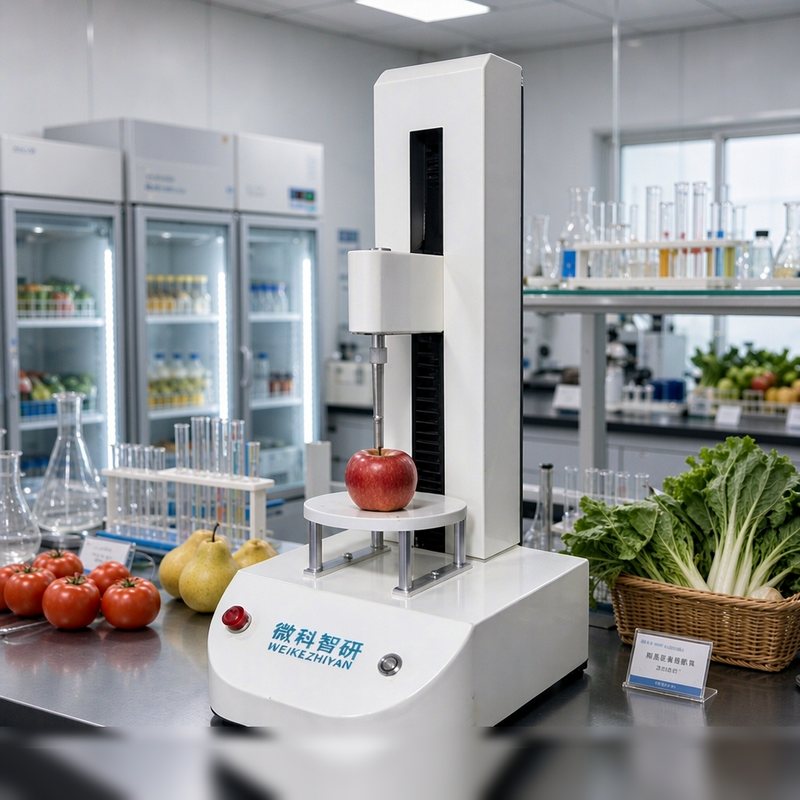 微科智研质构仪在华南农业大学实验室安装调试,果蔬样品硬度测试现场